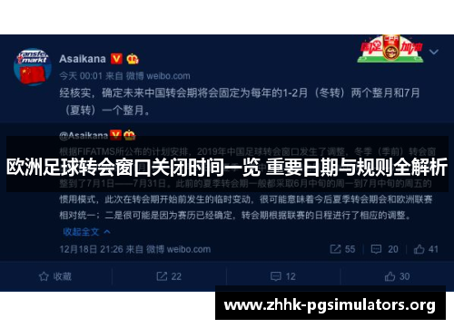 欧洲足球转会窗口关闭时间一览 重要日期与规则全解析